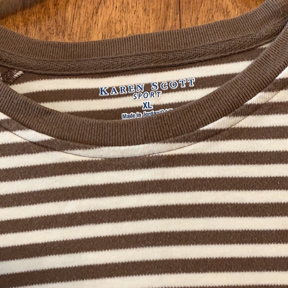 Karen Scott brown stripe long sleeve top, size XL - Picture 2 of 3